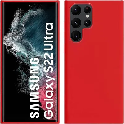 Produktbild von Galaxy S22 Ultra 5G Hülle, Flüssig Silikon Weich Gummi Schutzhülle für Samsung Galaxy S22 Ultra 5G Rot