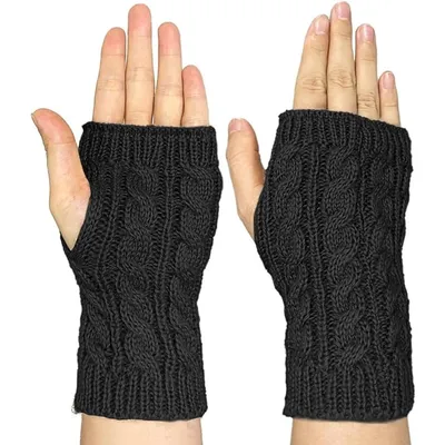 Produktbild von Damen Thermo-Handschuhe mit Touchscreen-Funktion, weiche Stoffhandschuhe mit abnehmbaren Strickstulpen