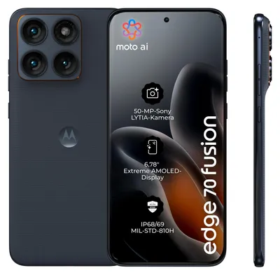 Produktbild von Motorola edge 70 fusion , 17,2 cm (6.78"), 8 GB, 256 GB, 50 MP, Android 16.0, Schwarz