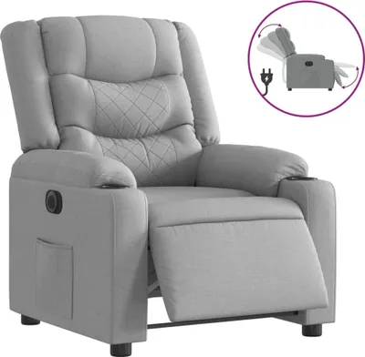 Image de vidaXL Fauteuil relax électrique gris clair Tissu