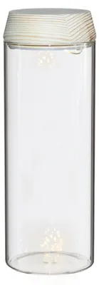 Produktbild von Glaszylinder mit LED im Holzdeckel | H: 23cm (1 Stück) [IFS-30181]