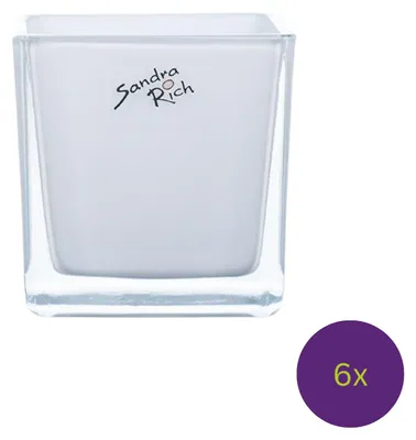 Produktbild von 6er Set Teelichtgläser Windlichter WHITE CUBE H. 8cm 8x8cm Glas weiß Sandra Rich