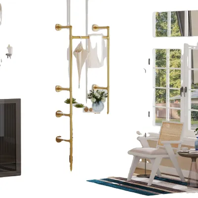 Produktbild von Kleiderständer, Wandmontage, Dreitier-Design, Gelb