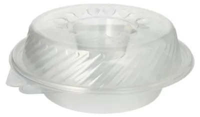 Produktbild von 25 Feinkost- und Salatschalen mit Klappdeckel PP rund 950 ml 9,2 cm x 22 cm x 21,5 cm mit Dipfach