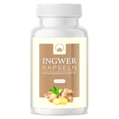 Produktbild von Saint Nutrition® Ingwer Kapseln – Immunsystem stärken – unterstützt Verdauung – wirkt entzündungshemmend – Unterstützung bei Magenbeschwerden