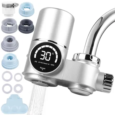 Image de Filtre à eau pour robinet avec indicateur LED, en acier inoxydable, avec stérilisation UV et filtration en 8 étapes