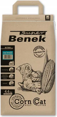 Zdjęcie produktu dla Super Benek Corn Cat Ultra Morska Bryza 7L - zbrylający żwirek kukurydziany dla kotów do kuwety o zapachu morskiej bryzy