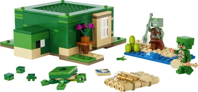 Zdjęcie produktu dla LEGO Minecraft Domek na plaży żółwi, Zabawki Konstrukcyjne, Fajny Zestaw Klocków Dla Dzieci, Chłopców i Dziewczynek, Zabawa w Opiekę nad Zwierzętami, Prezent dla Ośmiolatka i dla Graczy 21254