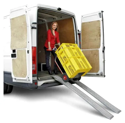 Produktbild von Aluminium-Auffahrrampe, gebogen, 400 kg Tragkraft, Silber, 2000 mm x 200 mm x 50 mm, 5 kg