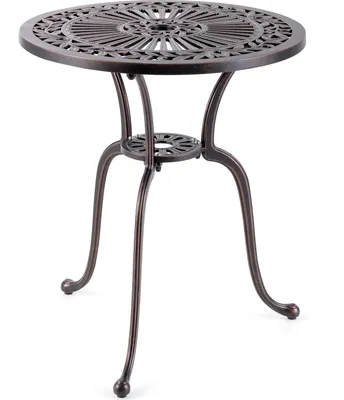 Produktbild von COSTWAY stolik bistro odporny na warunki atmosferyczne, stolik balkonowy z otworem na parasol, stolik ogrodowy wykonany z odlewu aluminiowego φ61x71cm