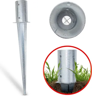 Produktbild von Einschlaghülse/Bodenhülse - ⌀81 mm für Rundholzpfosten, silber verzinkt