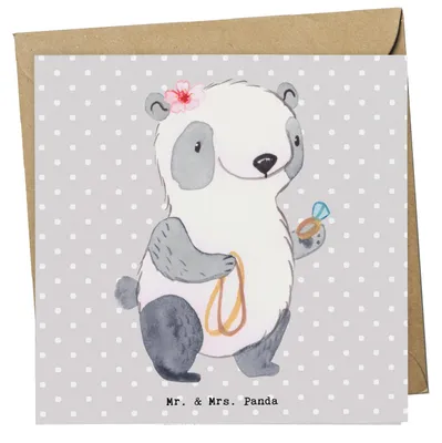 Produktbild von Mr. & Mrs. Panda Glückwunschkarte Goldschmiedin Herz - Grau Pastell - Geschenk, Eröffnung, Grußkarte, Schmuckgeschäft, doppelkarte, Juwelierin, Goldschmuck, anlasskarte
