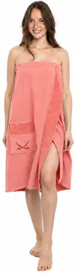 Imagen del producto de Sansibar: Bata de sauna para mujer, tipo sarong, disponible en tallas S a XXL, con cierre de velcro, cintura elástica y bolsillo