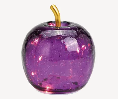 Produktbild von Seyila Home Dekorative Glas Apfel LED Leuchte mit Timer, Crackle-Glas, Tischlampe für Wohnraum, Deko