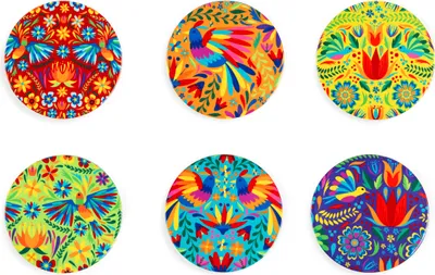 Zdjęcie produktu dla Excelsa zestaw 6 podstawek Mexican Flowers ceramiczne 10,5 cm Kolorowe