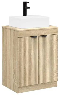 Imagen del producto de vidaXL Juego de muebles de baño en estilo Sonoma, fabricado con material de madera