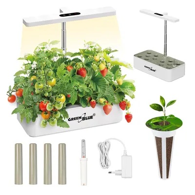 Immagine prodotto di Sistema intelligente per la coltivazione indoor di piante "GreenBlue". Vaso intelligente, capacità 4 litri. Alimentazione: 220–240 V AC, 50/60 Hz, 0,4 A. Modello: GB133. Include accessori