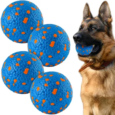 Produktbild von Unzerstörbare Hundebälle, Tennisbälle für kaufreudige Hunde, sicher für das Maul, für große, mittlere und kleine Welpen, zum Fang- und Wurftraining, blau