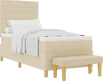 Obrázok produktu pre vidaXL Boxspringová posteľ s čelom, krémová, 200 x 90 cm, látka