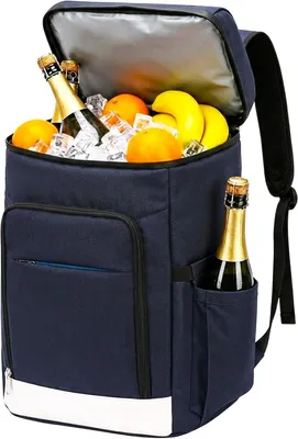 Produktbild von Camping Kühlrucksack,24L Kapazität Isolierter Picknickrucksack, Wasserdichter Rucksack-Kühler Auslaufsicher Tragbare Weiche Kühltasche für Strand, Reisen, Picknick (Navy-28L)