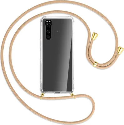 Produktbild von Handykette Backcover-Schutzhülle mit Band (Metall goldfarben) für Sony Xperia 5 III (XQBQ62G) - beige