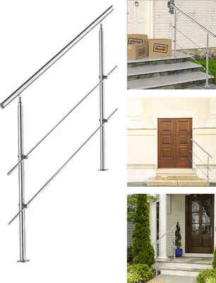 Produktbild von EINFEBEN Treppengeländer 120cm 3 Querstreben Edelstahl Geländer und Handläufe Balkongeländer Aufmontage Treppe Brüstung Balkon Pflegeleicht Innen und Außen Brüstung