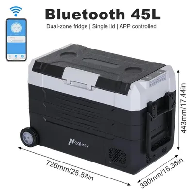 Produktbild von Auto Kühlbox Gefrierbox - Kompressor DM+ - 45L Dual Zone - Bluetooth Steuerung - 12/24V DC & 220V AC - -20 bis 20°C - Mit Rollen - Bluetooth 45L