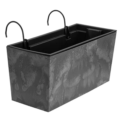 Obrázek produktu pro Balkonový květináč na zavěšení šedá Imitace Beton 39,5 x 18,5 x 19,5 cm s Vložkou
