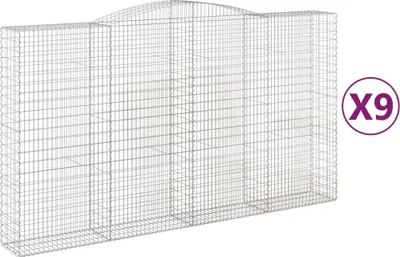 Produktbild von vidaXL Gabionen mit Hochbogen 9 Stk. 400x50x220/240cm Verzinktes Eisen