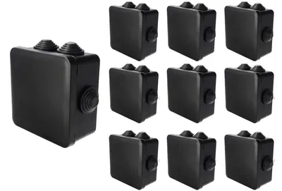 Immagine prodotto di 10x scatola ermetica da superficie con morsetti per cavi, chiusura a scatto, 94 x 94 x 47 mm, IP55, nera, EDO777828, EDO Technic
