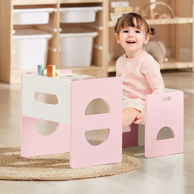 Zdjęcie produktu dla Zestaw stół i krzesło Montessori dla dzieci - Mały, Różowy