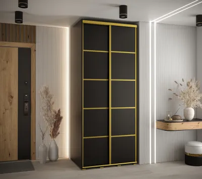 Produktbild von Kleiderschrank ASIRI 4 - 100/60 cm, schwarz/gold