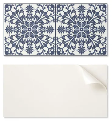 Immagine prodotto di Piastrella in vinile autoadesiva con motivo decorativo per il soggiorno, dimensioni 120 x 60 cm. Motivo floreale con foglie.