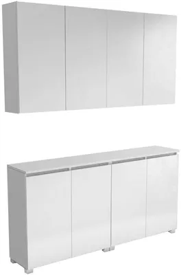 Produktbild von Möbelset für die Waschküche mit Wäschekorb 160 cm in mattem Weiß