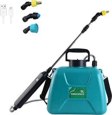 Image de (Vert,8L)Electrique Pulvérisateur électrique avec sangle et buse réglable Pulvérisateur à pression rechargeable Cinq avec modes de pulvérisation Tube télescopique en acier pour le jardinage Lavage de voiture Désinfection