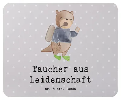Produktbild von Mr. & Mrs. Panda Mauspad Taucher Leidenschaft - Grau Pastell - Geschenk, Mousepad, laptop, computer, pc, Mouse Pad