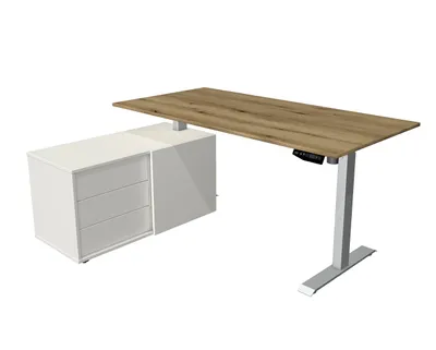 Produktbild von Move 1 Komplettarbeitsplatz, elektrisch höhenverstellbar, Eiche / Silber
