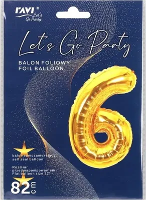 Immagine prodotto di Palloncino in foil numero 6 compleanno oro 82cm