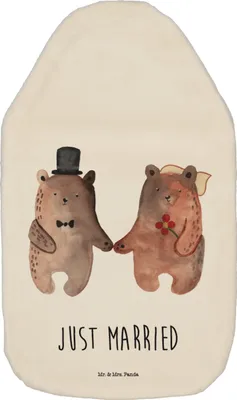 Produktbild von Mr. & Mrs. Panda Wärmflasche Bär Heirat - Weiß - Geschenk, Kuschelwärmflasche, Bettflasche, Verheiratet Heirate Hochzeit Hochzeitsgeschenk Hochzeitspaar, Flauschige
