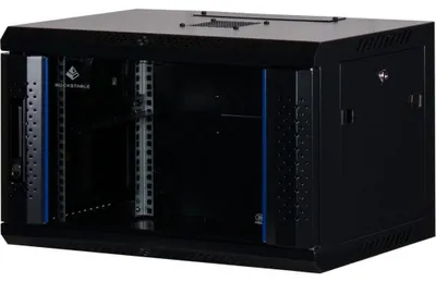 Produktbild von Rockstable 6 HE 19" Wandschrank mit Glastür, Wandmontiertes Regal, 6U, 60 kg, Sperrschloss, Ablageschienen, Verbessertes Kabelmanagement