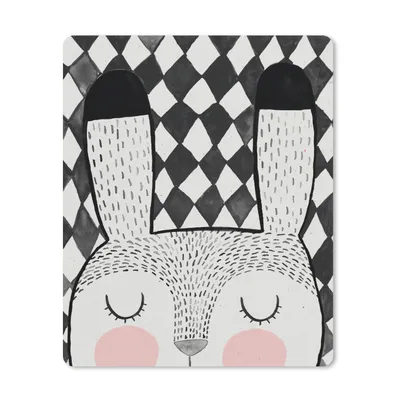 Produktbild von MuchoWow® Mauspad Mousepad Kaninchen - Kind - Schwarz - Weiß 30x40 cm - Mousepads - Maus Mat - Pad - Mausunterlage - Mausmatten