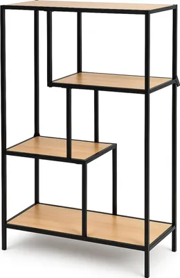 Zdjęcie produktu dla Regał loftowy 114x69x33 cm czarny metal dąb z półkami biuro salonmi
