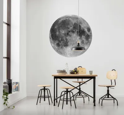 Produktbild von Komar Vlies Fototapete rund und selbstklebend "Moon" - Größe: 125 x 125 cm (Breite x Höhe) - 1 Stück