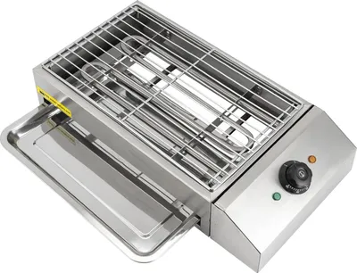 Image de Barbecue électrique de table - Barbecue de table - 2600 W, acier inoxydable, sans fumée, température réglable, pour l'intérieur et l'extérieur - Argent