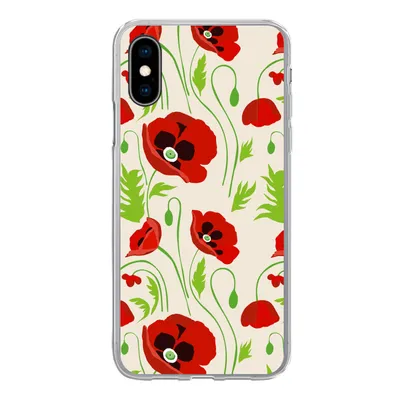 Produktbild von MuchoWow® Handyhülle Schutzhülle Hülle für iPhone X Blumen - Mohn - Muster Silikon Softcase Handy Hülle - Handyhülle