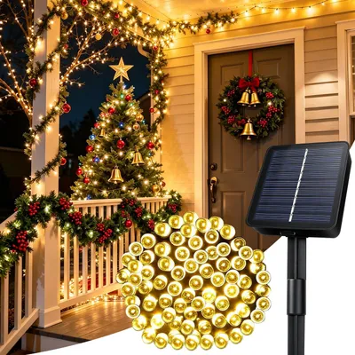 Solar-Lichterkette 5 m, 50 LEDs, warmweiß, IP65, 8 Modi, wetterfest