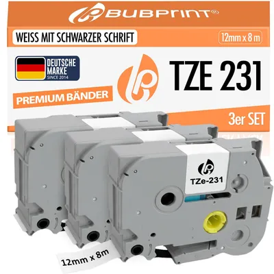 Zdjęcie produktu dla Taśmy etykietujące Bubprint 3x, szerokość 12 mm, kompatybilne z drukarkami etykiet Brother P-Touch