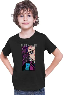 Produktbild von Kinder T-Shirt Demon Anime Slayer Kimetsu No Yaiba Tanjiro Kamado 001, 12-13 Jahr - 152 / Schwarz