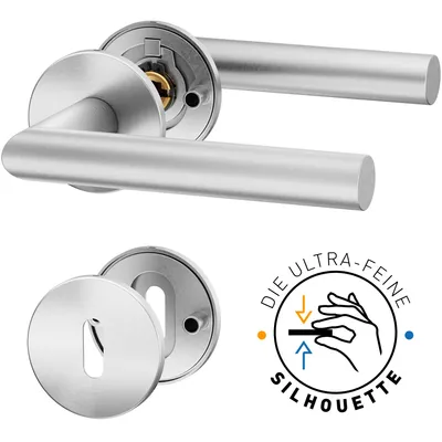 Produktbild von ERGO line Modern Design, Edelstahl Türbeschlag NINA für Zimmertüren, Die ultra-feine Silhouette, L-FORM; Türbeschlag; Türgriff; Türklinke