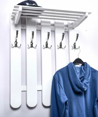 Produktbild von Garderobe Kiefer massiv Vollholz Weiß Junco 352 – Abmessungen: 60 x 60 x 29 cm (H x B x T)
